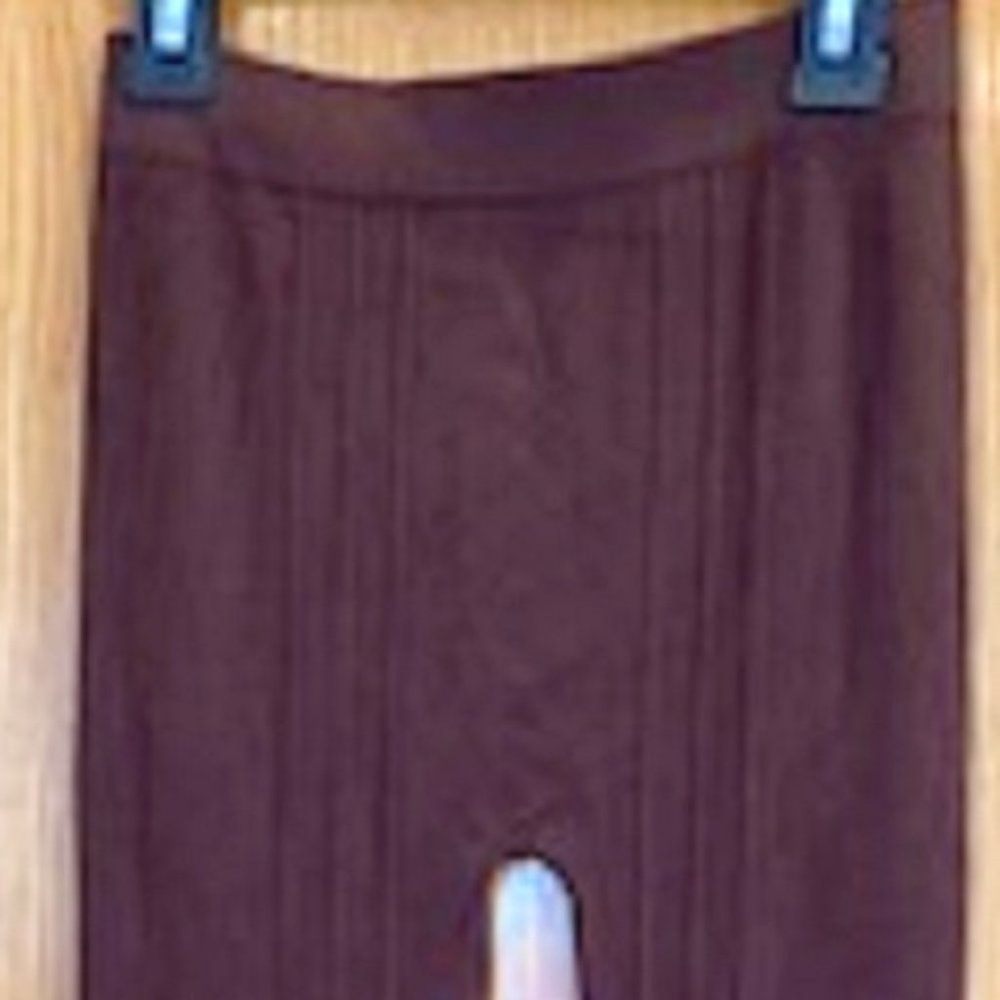 Poof! High Waist Ankle-Snap Leggings Cotton Blend Stretch Brown Pullover Sz: L